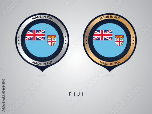 Made in Fiji. labels, stickers, pointer, badge and symbol of Fiji flag icon. Collection vector illustration photo