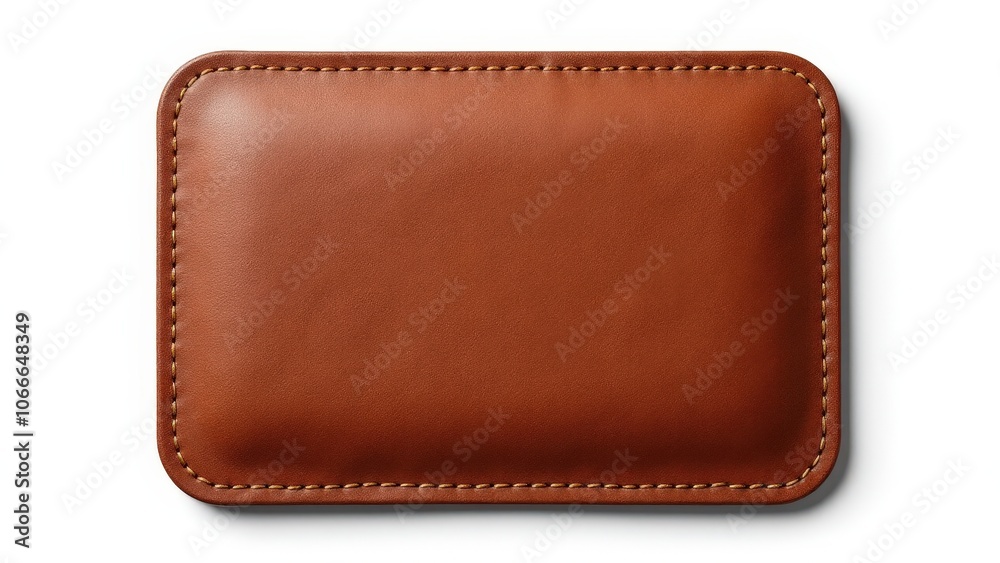 Elegant patch mockups on white background, highlighting leather texture and edge stitching