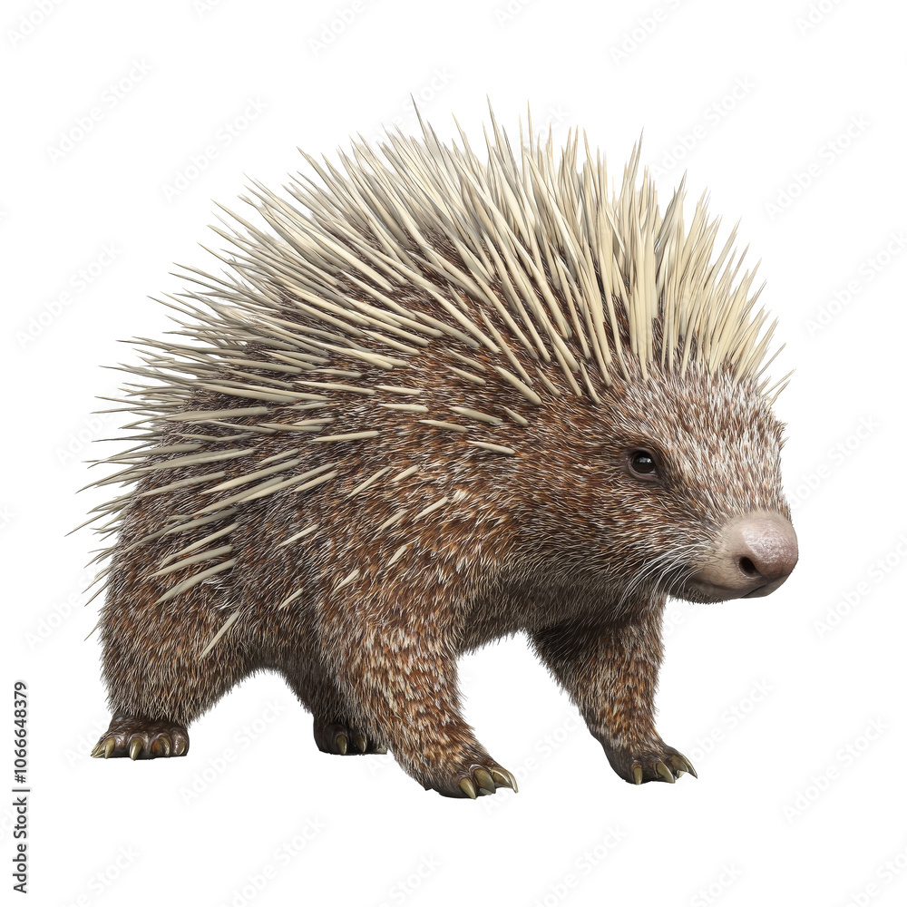 Obraz premium Realistic Porcupine with Quills Isolated on Transparent Background