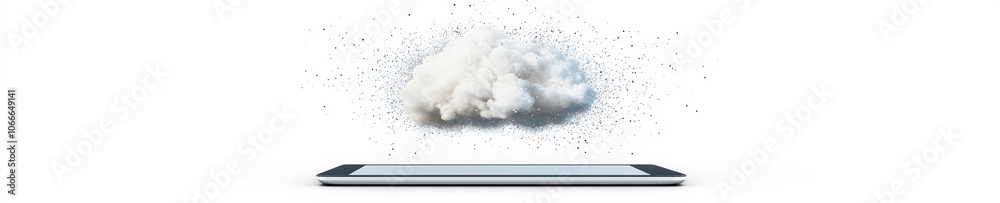 A cell phone is shown with a cloud above it, which is raining A cell phone is shown with a cloud above it, which is raining