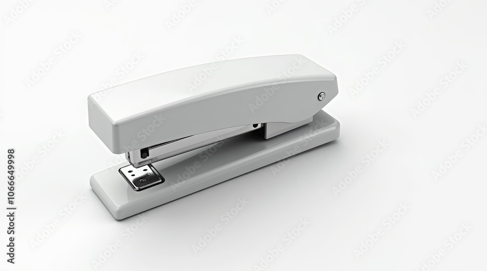 Classic gray stapler on a light background, angled perspective Classic gray stapler on a light background, angled perspective