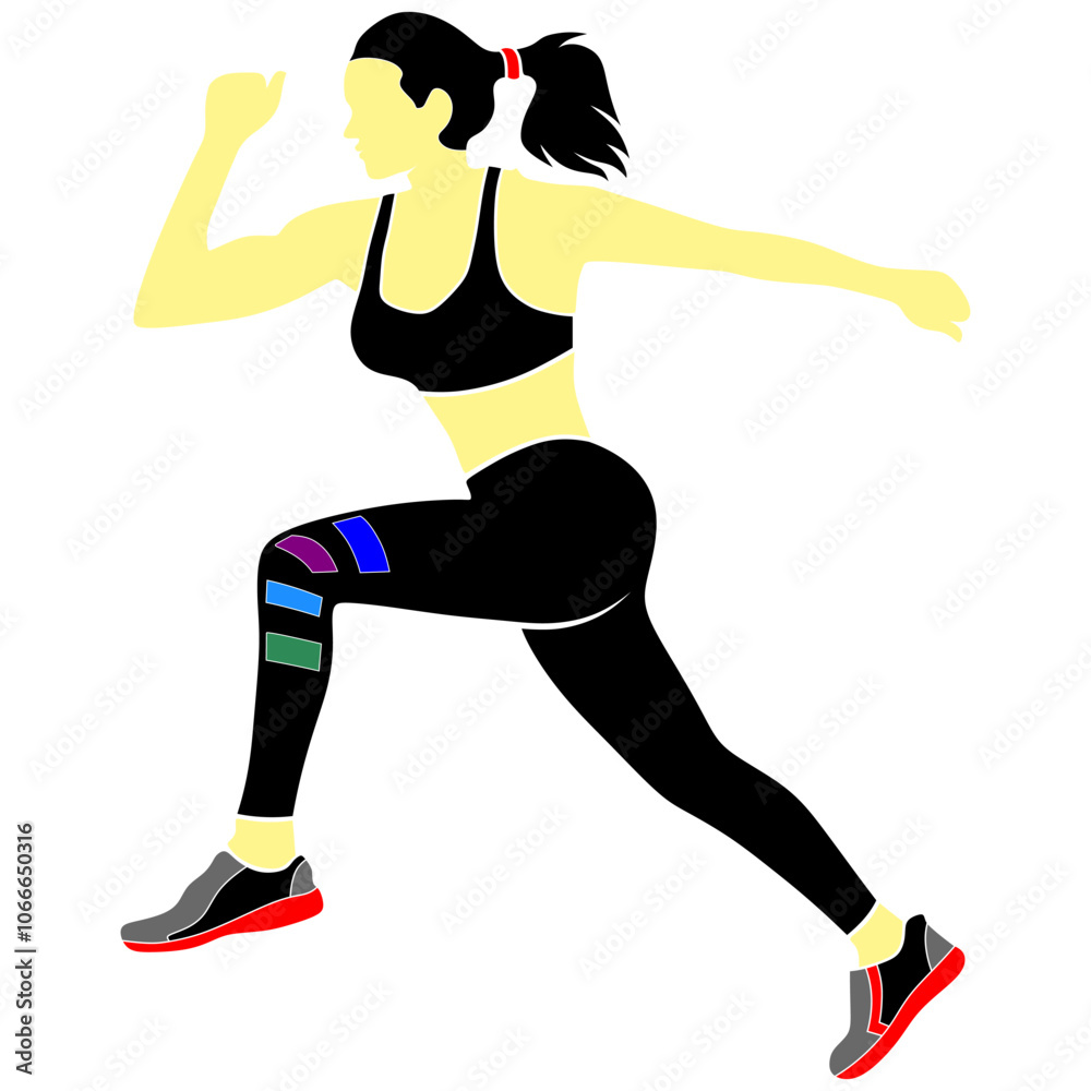 The activity of exercising by running to create a healthy and fit body, illustrated with a sexy female model The activity of exercising by running to create a healthy and fit body, illustrated with a sexy female model