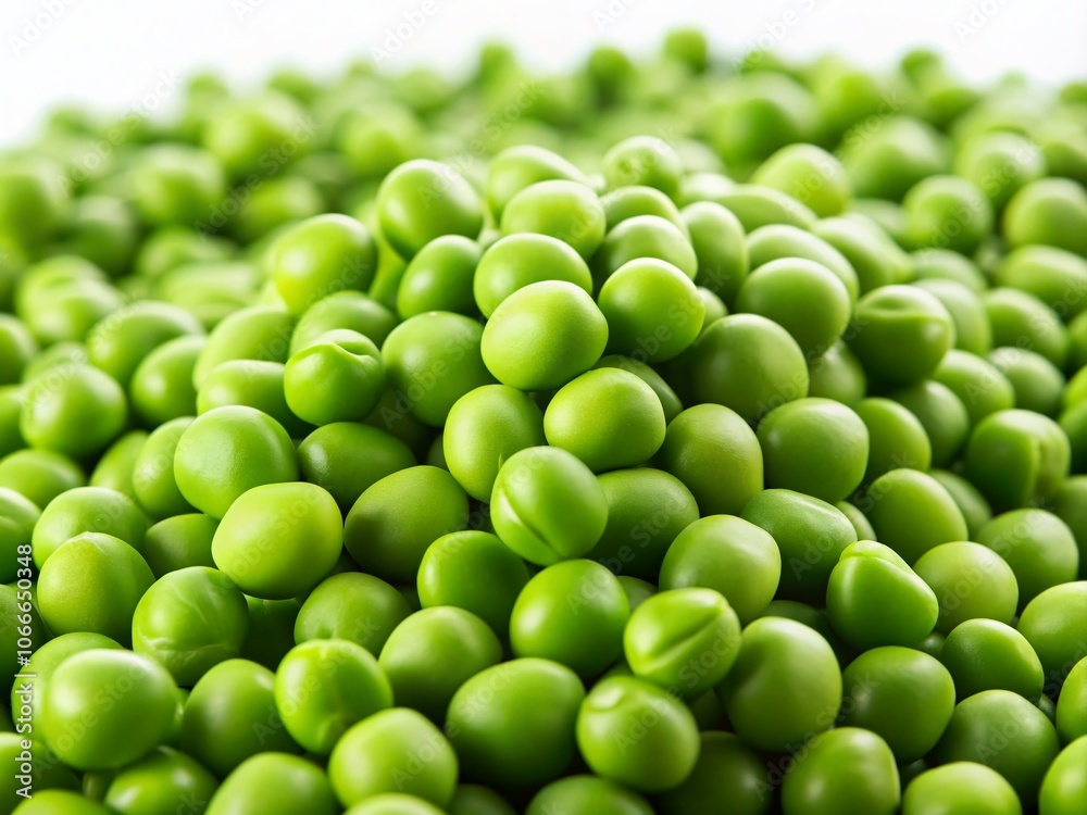 Fresh Green Peas Isolated on White Background - High Depth of Field Photography for Culinary and Nutritional Use, Perfect for Recipes, Health Blogs, and Food Illustrations Fresh Green Peas Isolated on White Background - High Depth of Field Photography for Culinary and Nutritional Use, Perfect for Recipes, Health Blogs, and Food Illustrations