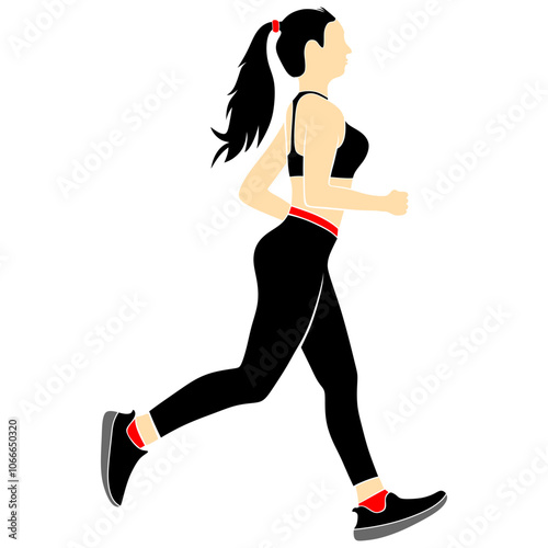 The activity of exercising by running to create a healthy and fit body, illustrated with a sexy female model