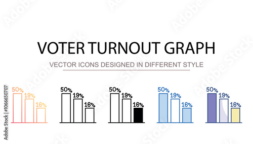 Voter Turnout Graph icon design with white background stock illustration