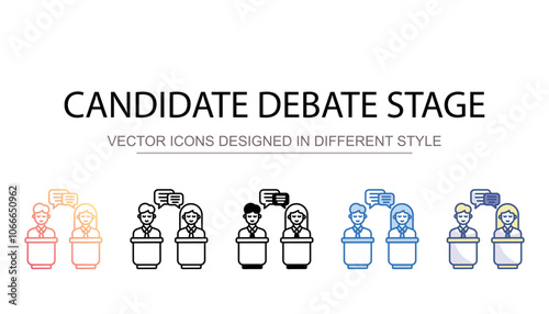 Candidate Debate Stage icon design with white background stock illustration