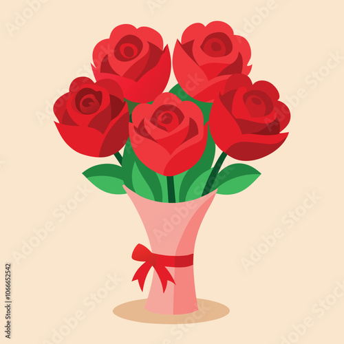 a beautiful bouquet of red roses, elegant arrangement vector art illustration