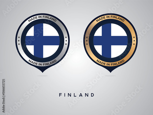 Made in Finland. labels, stickers, pointer, badge and symbol of Finland flag icon. Collection vector illustration