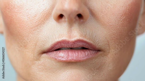 Person with noticeable fine lines around the mouth and eyes, showing early signs of aging skin fine lines, facial wrinkles, aging skin