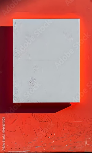 Minimalist Blank White Canvas with Copy Space on Textured Colorful Wall Background – Perfect for Branding, Artwork, and Advertising Mockups