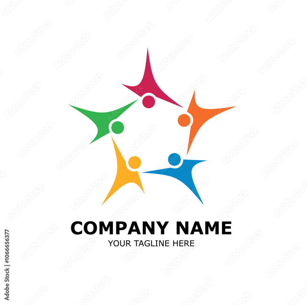 Colorful People Group Team Logo Design Illustration Colorful People Group Team Logo Design Illustration