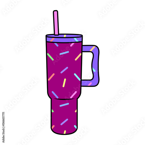 Tumblers cartoon. Tumblers line art cartoon, digital art illustration.