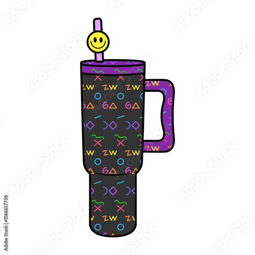 Tumblers cartoon. Tumblers line art cartoon, digital art illustration.