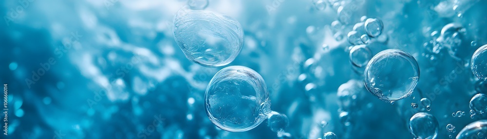 Air Bubbles Rising Through Clear Blue Water Air Bubbles Rising Through Clear Blue Water