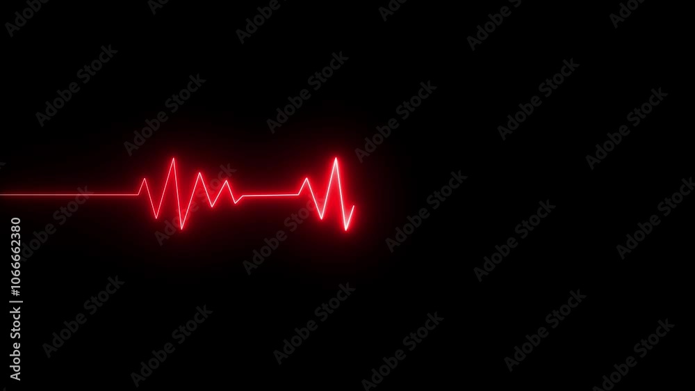 Glowing red neon heartbeat pulse rate line. Health and medical concept. Glowing red neon heartbeat pulse rate line. Health and medical concept.