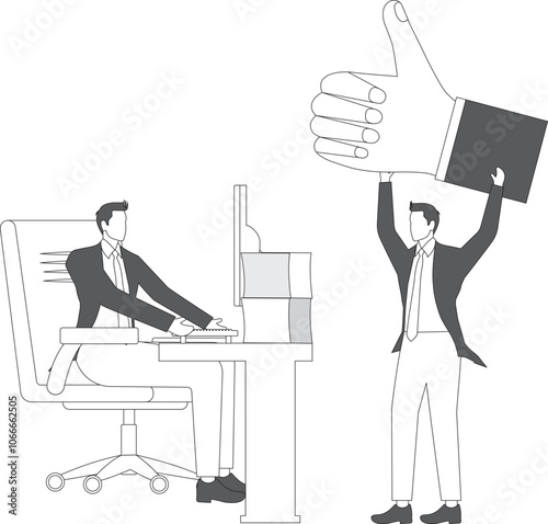 Cheerful Businessman, Teacher, Gesturing Thumbs Up