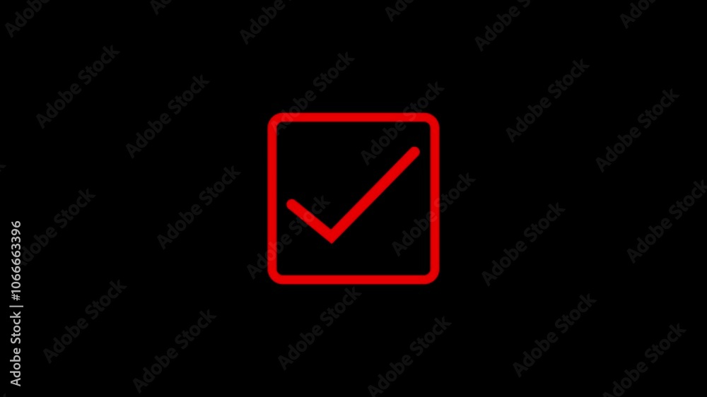 Animation in motion graphics of a check marks symbols. Symbolizing right.