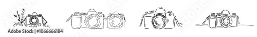 Modern illustration of a digital camera, continuous one-line drawing