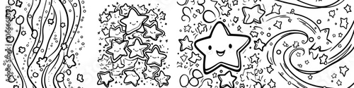Star glitter shine seamless pattern. Shiny star, glitter light background. Handdrawn sketch to illustrate modern illustration style.