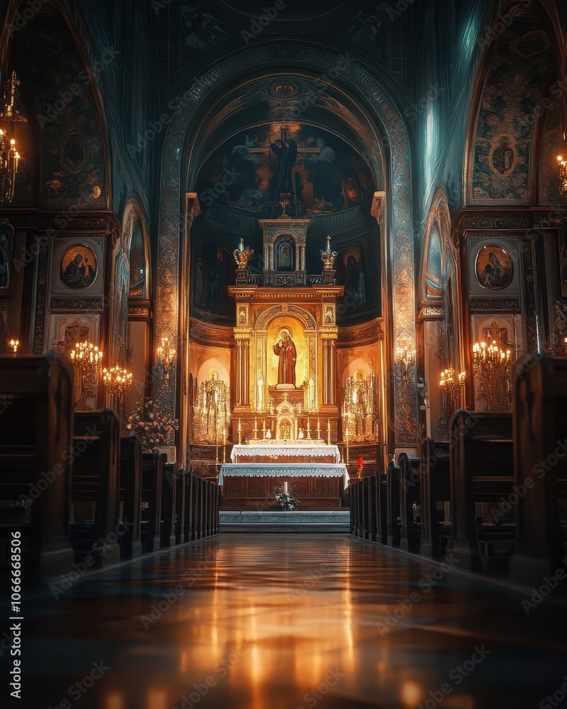 Fototapeta premium The interior of the catholic church