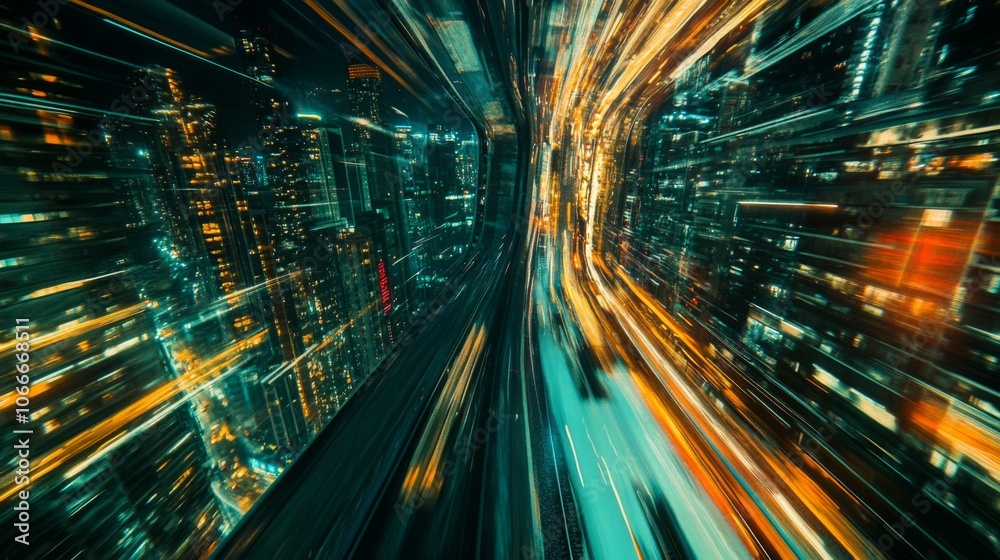 Abstract City Lights in Motion at Night Abstract City Lights in Motion at Night