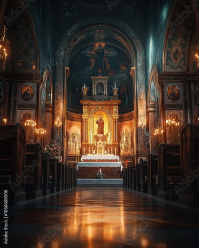 The interior of the catholic church