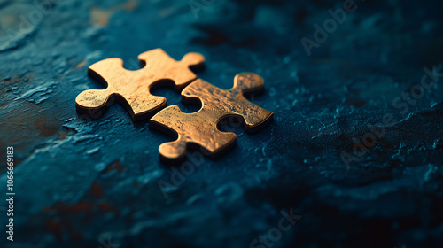 Gold Puzzle Piece on Dark Background photo