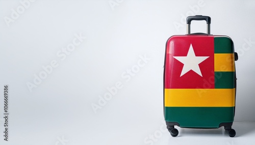 トーゴの国旗のスーツケース。(Togo flag on a stylish suitcase and copy space.)
 photo