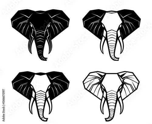 Modern illustration of an elephant in black and white - Isolated icon