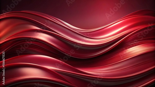 Abstract Crimson Waves of Liquid Silk Flowing Gracefully in a Red Gradient Background