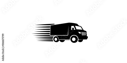 For apps and websites, this flat modern icon represents fast shipping delivery trucks