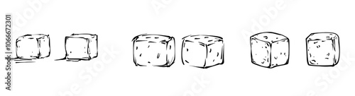 The ice cubes doodle icon sign has an icy cube symbol drawn by hand