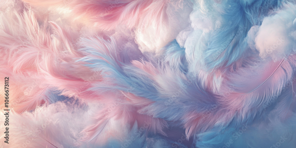 Soft, feather-like texture in a blend of pastel pinks and blues, resembling a gentle, fluffy cloud pattern with depth Soft, feather-like texture in a blend of pastel pinks and blues, resembling a gentle, fluffy cloud pattern with depth