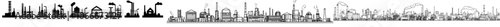 Industrial factory flat icon set. Industrial symbols. Icons of modern industrial buildings. Icons of industry and manufacturing.