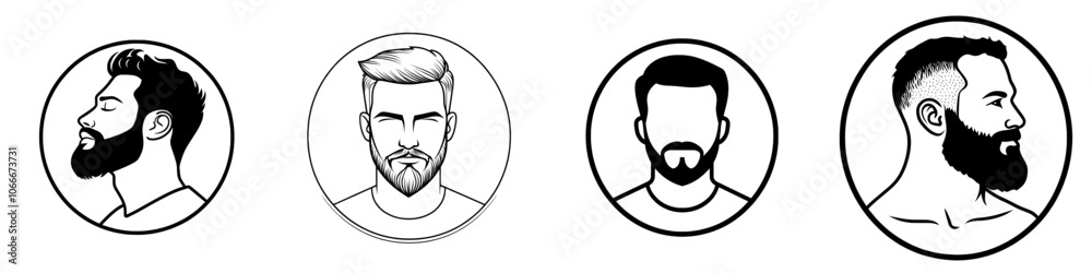 User, profile, identity, persona modern icon in a beardy guy style with sidecomb hairstyle. Ideal for web and app interfaces, presentations, infographics, etc. User, profile, identity, persona modern icon in a beardy guy style with sidecomb hairstyle. Ideal for web and app interfaces, presentations, infographics, etc.