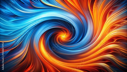 An Abstract Spiral of Contrasting Hues, A Dynamic Interplay of Vivid Blue and Orange Tones, Suggesting Movement and Energy