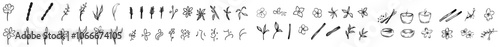 A doodle style vanilla spice symbol with vanilla beans and a flower.