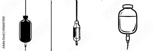 IMAGE: an IV bag with a medical drip icon on white, a modern pictogram for intravenous therapy fluid