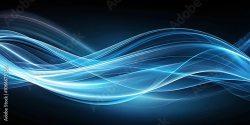 Abstract Swirling Blue Lines on a Dark Background