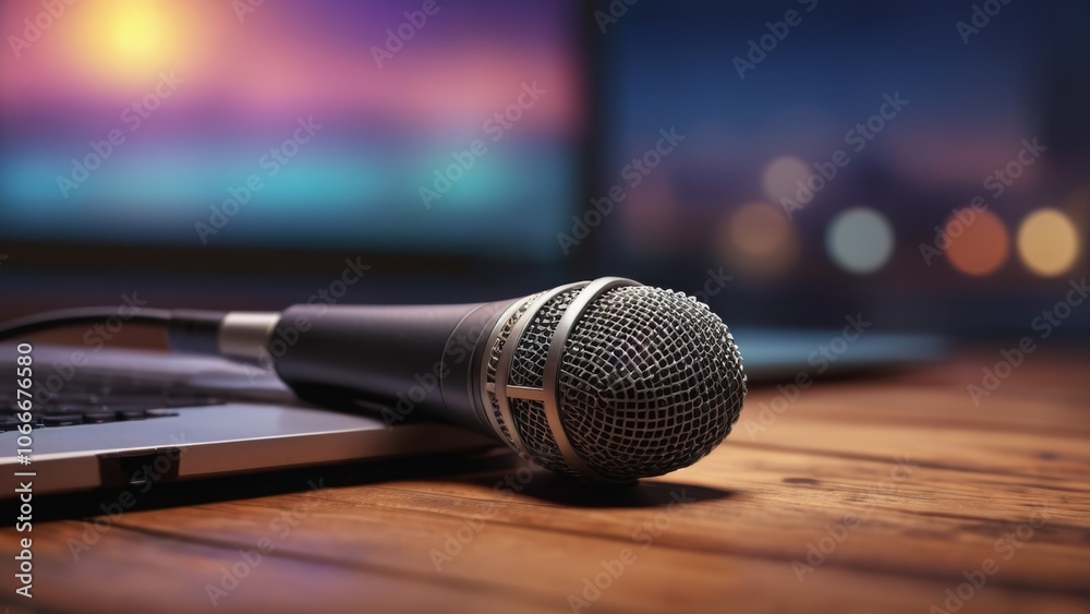 Obraz premium microphone on stage