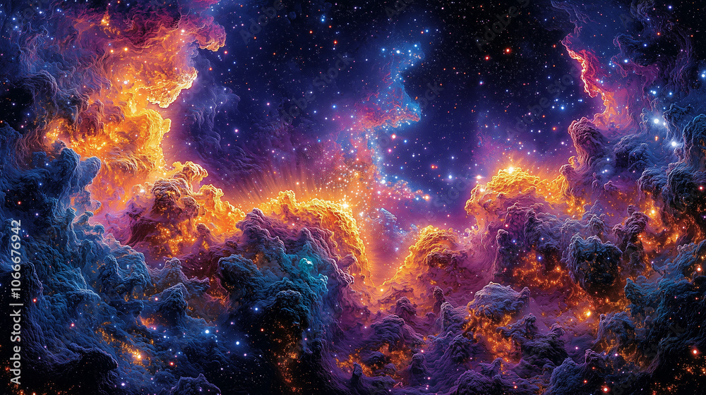 fiery cosmic clouds and cool nebulae collide across the night sky in a stunning display of color and light fiery cosmic clouds and cool nebulae collide across the night sky in a stunning display of color and light
