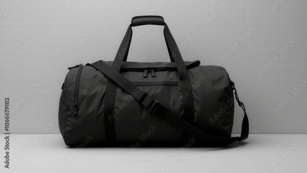 Versatile overnight bags mockup in black, suitable for travel or athletic branding
