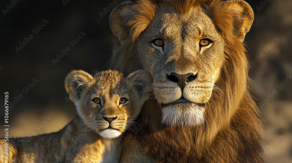 Obraz premium Lion and Cub Portrait