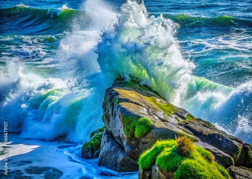 Raw power of the sea unleashed on unforgiving rock, a photographer's urban adventure. photo