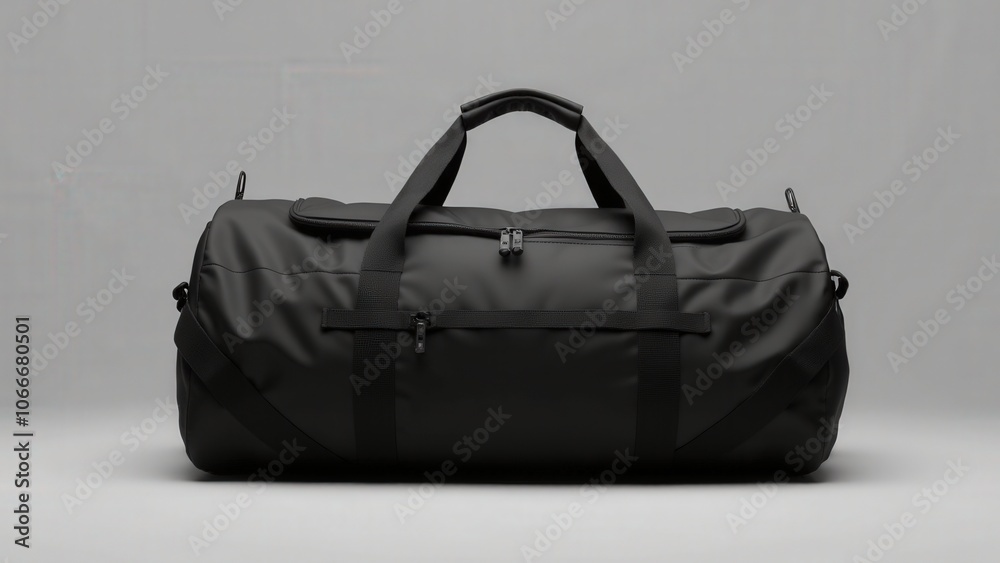 Sporty gym duffle bag with clean lines and practical compartments, perfect for fitness branding