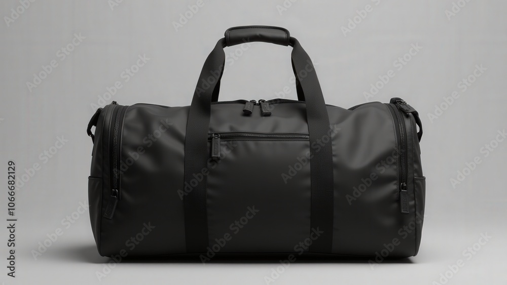 Sleek mini duffle bag mockup in black, showcasing a compact, modern design
