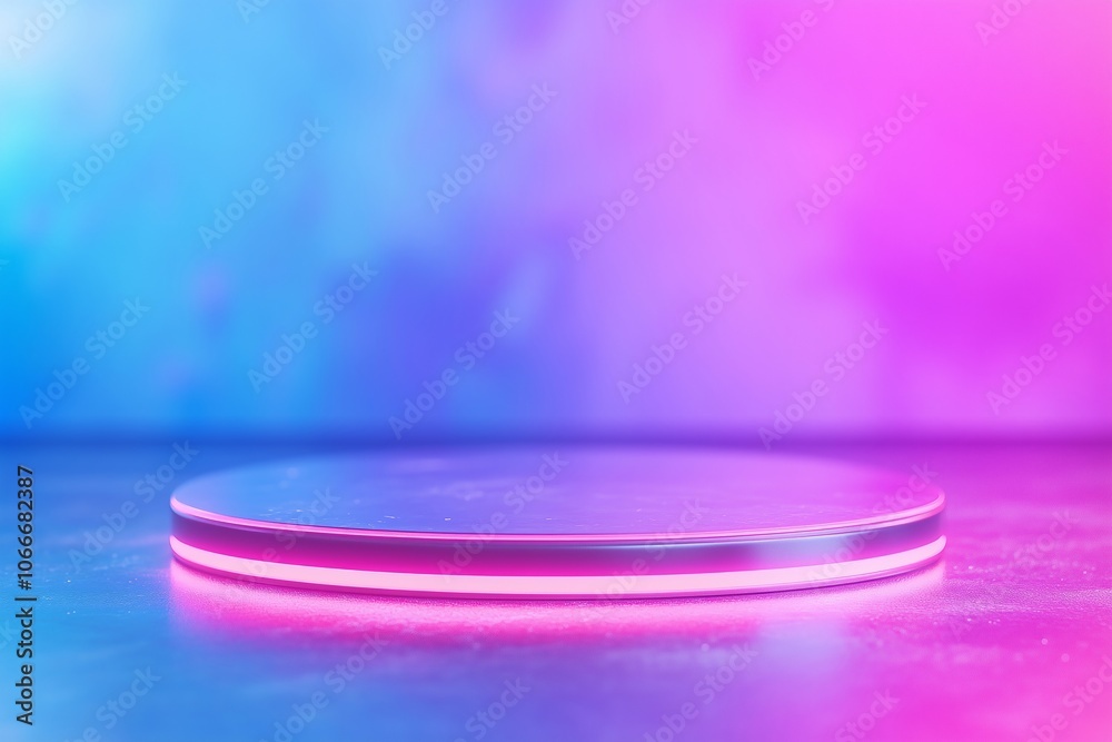 Platform on gradient pink and blue background. 3D render style. Product display concept. Design for banner, poster and background with copy space. Platform on gradient pink and blue background. 3D render style. Product display concept. Design for banner, poster and background with copy space.