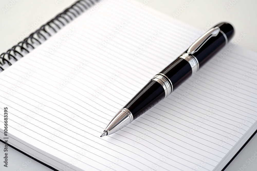 Elegant Black Pen on Lined Notepad - Ready for Inspiration Elegant Black Pen on Lined Notepad - Ready for Inspiration