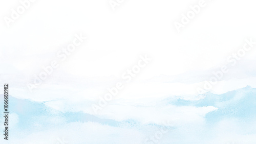 Soft white-blue watercolor brush strokes background design isolated. Hand-drawn blob, spot. Watercolor effects.