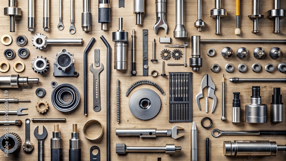 Fototapeta premium Minimalist Industrial Equipment Design Collection - Sleek Machinery, Modern Aesthetics, Functional Elements, Innovative Tools, Contemporary Industrial Design, Streamlined Equipment, 